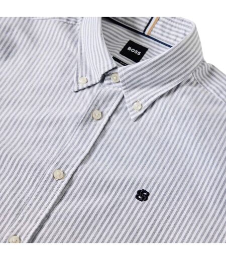 Mens H-roan Oxford Shirt Dark Blue Grey Boss