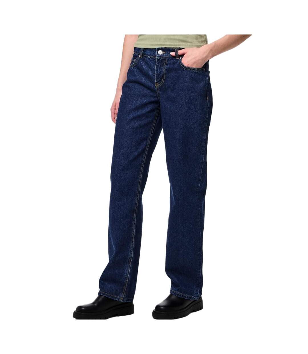Jean large bleu brut femme pieces waist-1