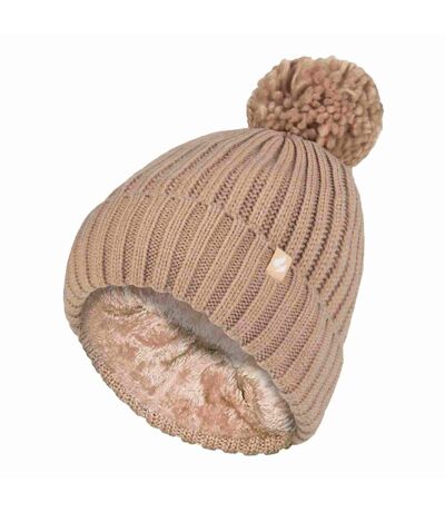 Ladies Ribbed Cuffed Thermal Insulated Winter Pom Pom Bobble Hat