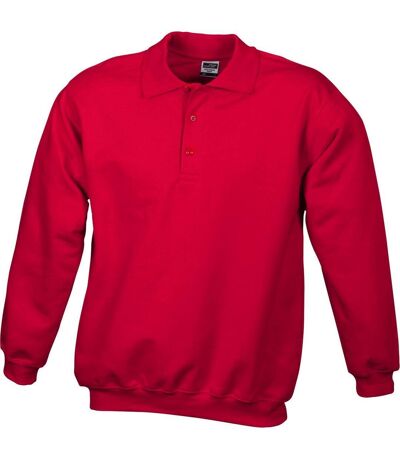 Sweat-shirt col polo - homme - JN041 - rouge