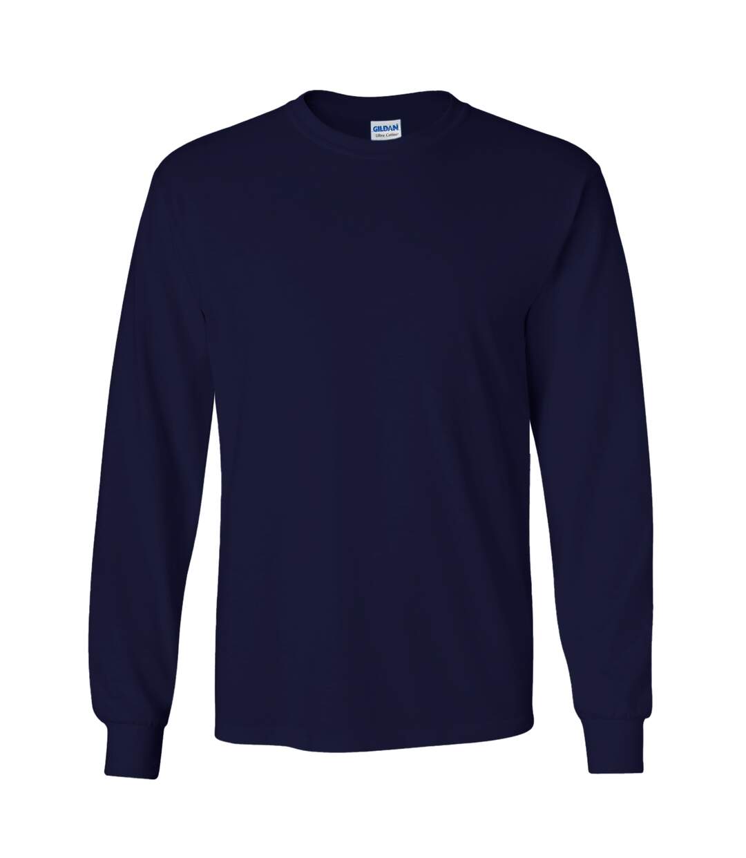 Gildan Mens Plain Crew Neck Ultra Cotton Long Sleeve T-Shirt (Navy) - UTBC477-1