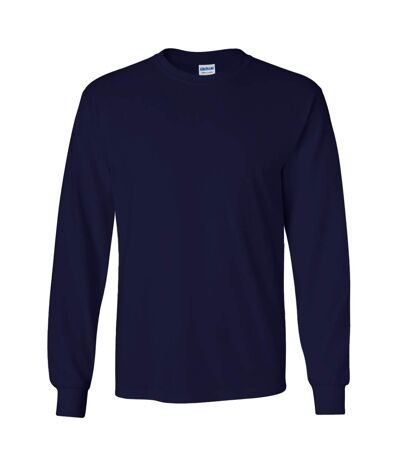 Gildan Mens Plain Crew Neck Ultra Cotton Long Sleeve T-Shirt (Navy) - UTBC477