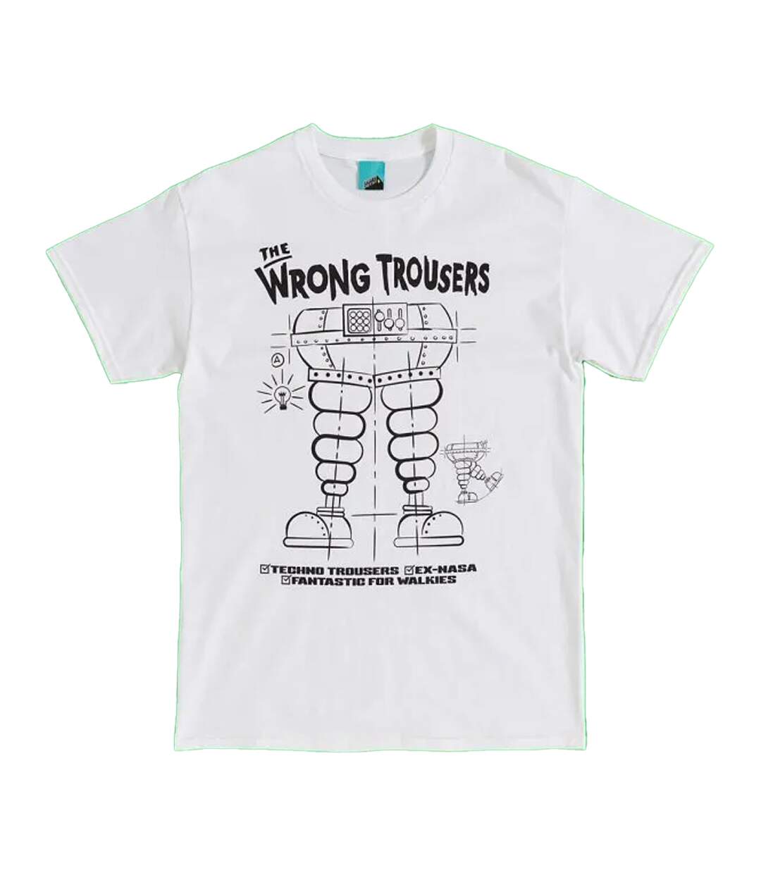 T-shirt Motif/style Plan The Wrong Trousers Adulte Blanc Wallace And Gromit-2