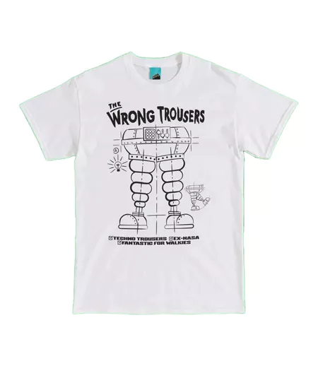 T-shirt Motif/style Plan The Wrong Trousers Adulte Blanc Wallace And Gromit