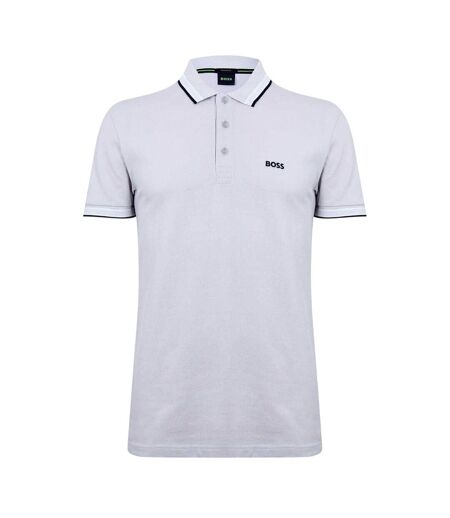 Polo Motif/style Rayure Contrastée Sur Bord Paddy Homme Gris Clair Boss
