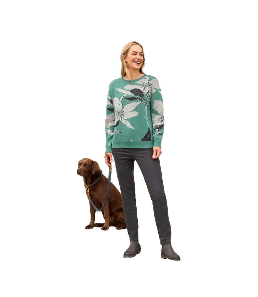 Womens/ladies Abstract Wool Blend Jumper Green WoolOvers-1
