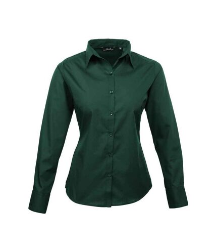 Womens/ladies long-sleeved shirt bottle green Premier