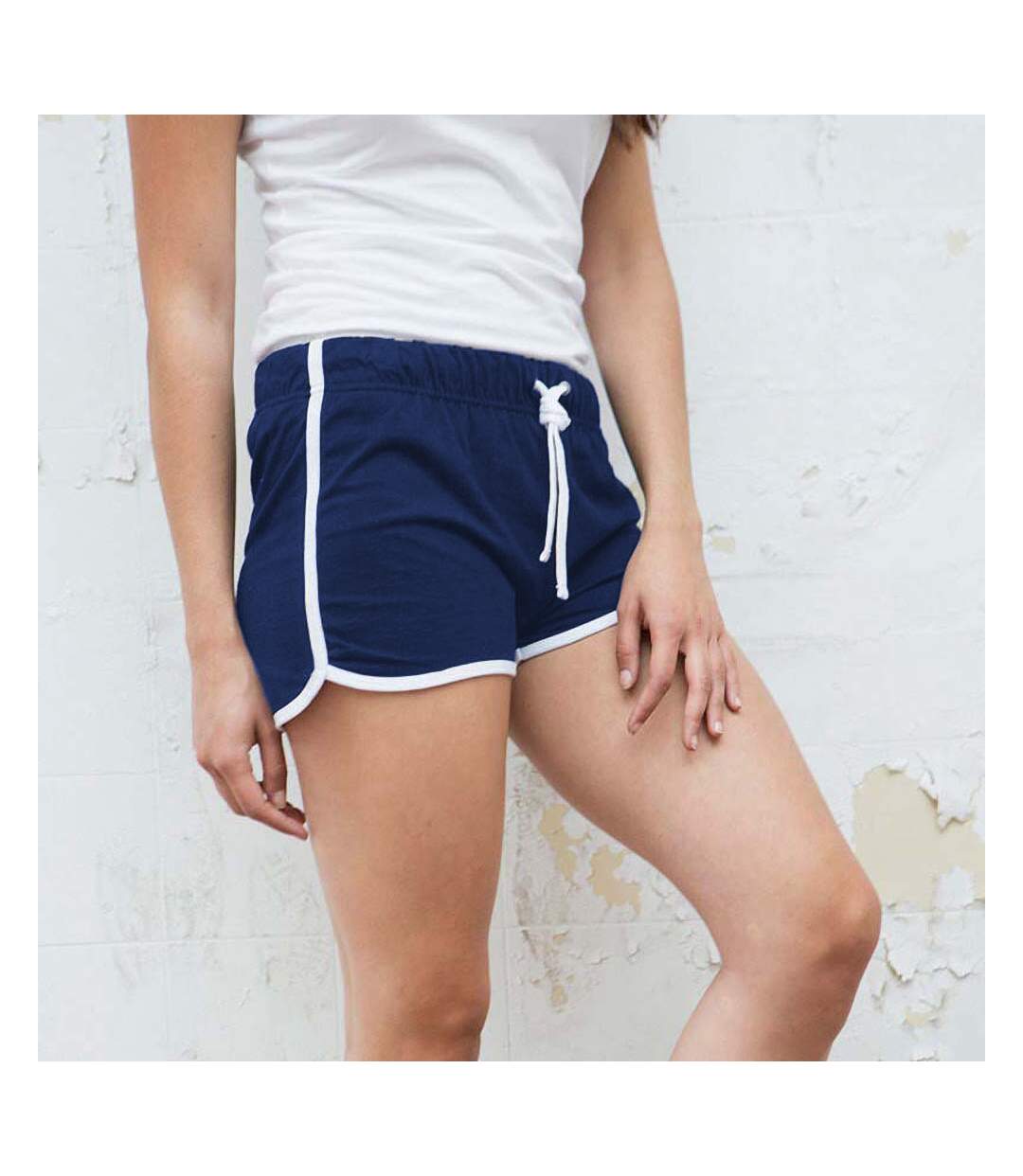 Short de sport rétro femme bleu marine/blanc Skinni Fit-2