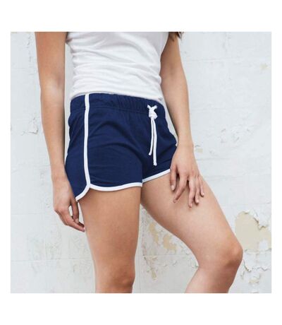 Skinni Fit Womens/Ladies Retro Training / Fitness Sports Shorts (Navy/ White) - UTRW2838