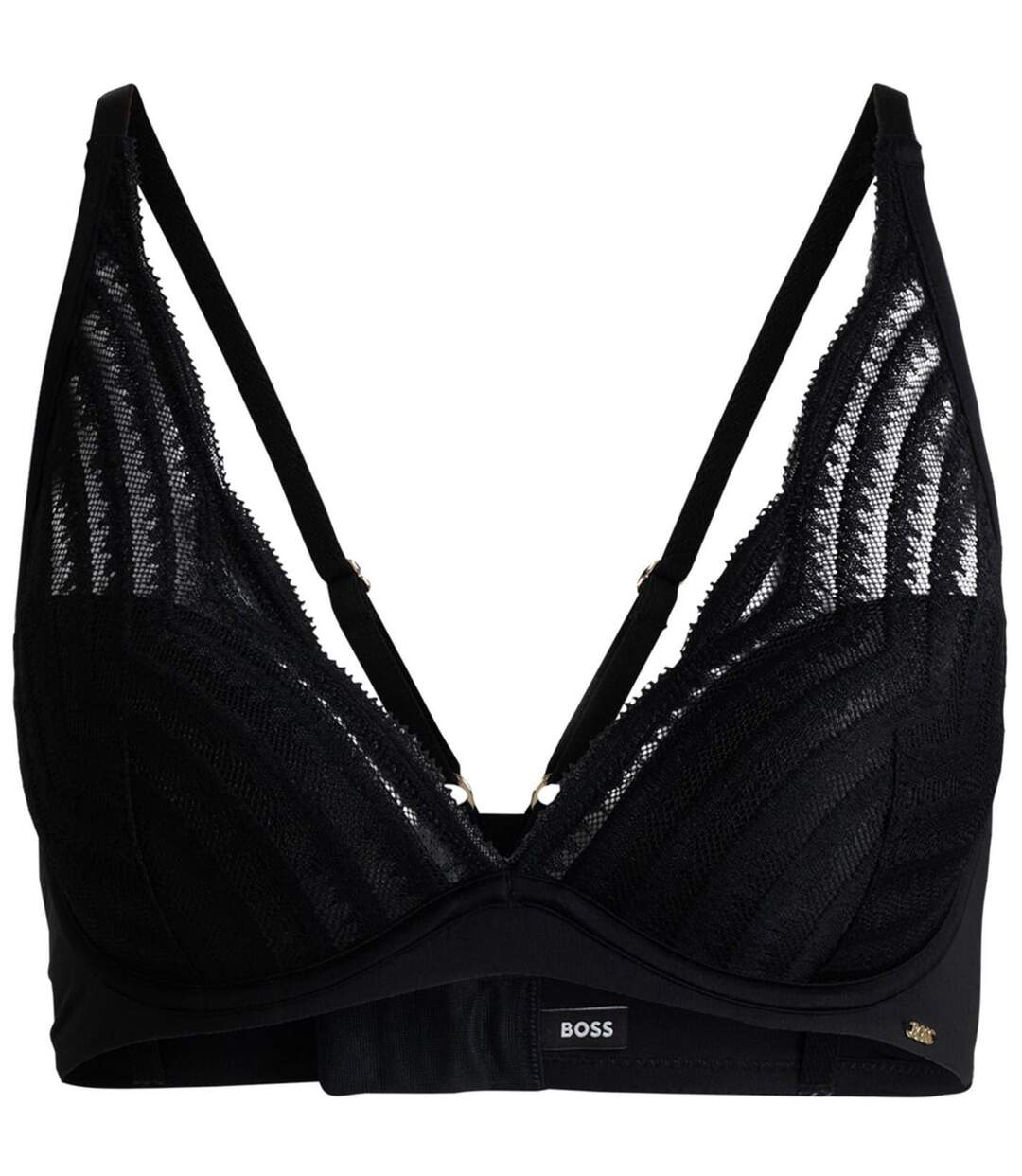 Womens/ladies Wave Pattern Lace Underwired Bra Black Boss-2