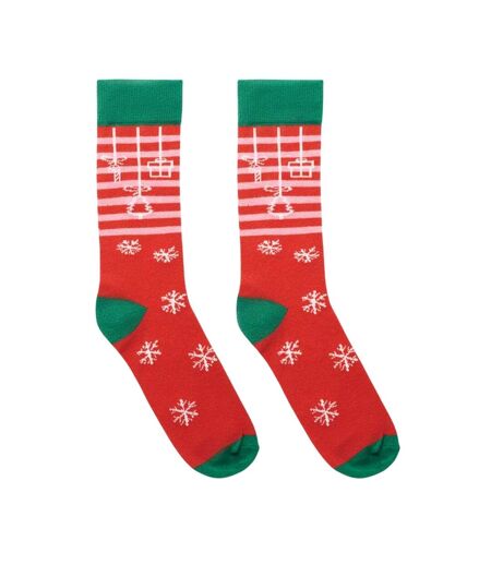 Unisex adult joyful christmas socks red/white MidOcean