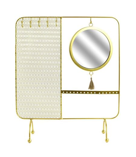 Porte-Bijoux & Miroir Design Filaire 35cm Or