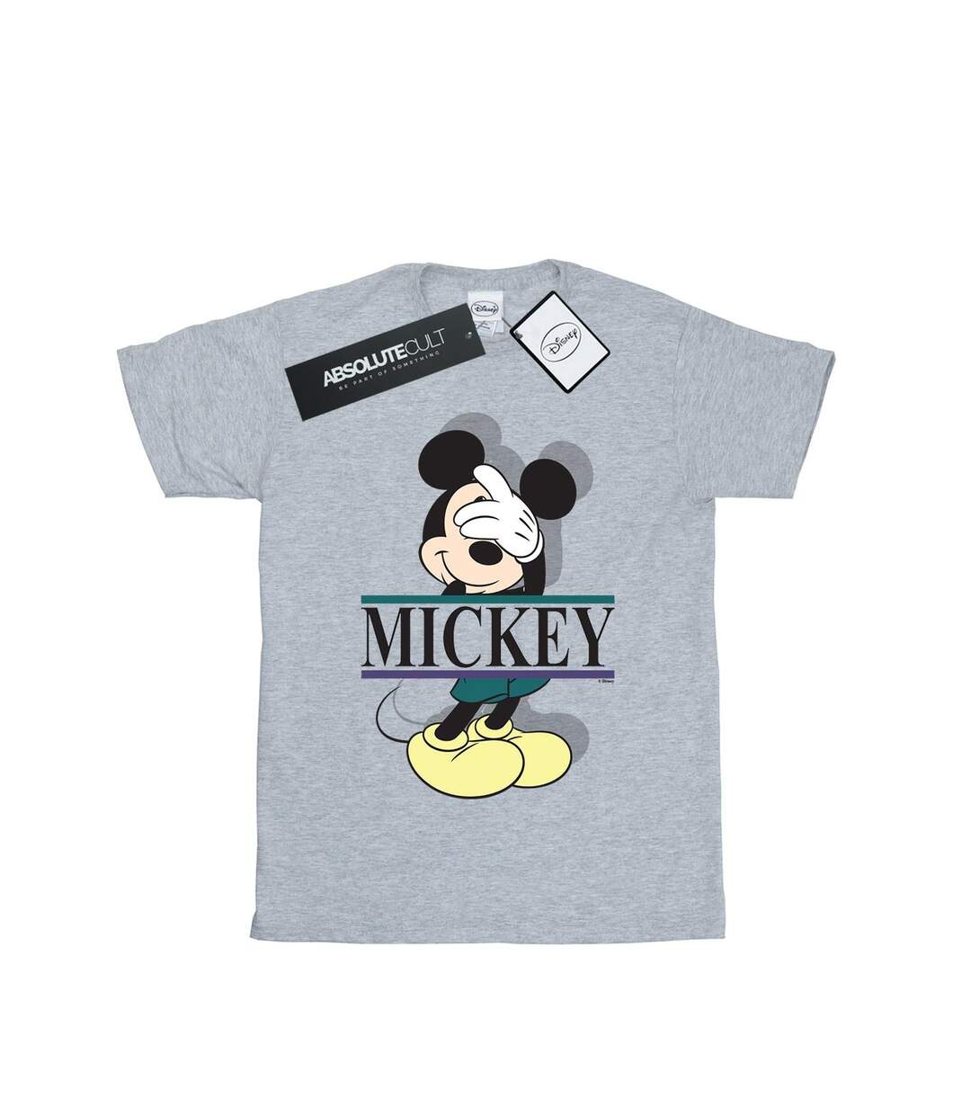 Disney Femme/Les femmes Mickey Mouse Letters Cotton Boyfriend T-Shirt (Gris sportif) - UTBI36643-1