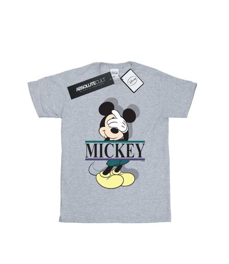 Disney Femme/Les femmes Mickey Mouse Letters Cotton Boyfriend T-Shirt (Gris sportif) - UTBI36643