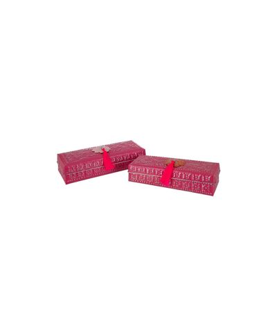 Lot de 2 Boîtes en Métal Gigognes 28cm Rose