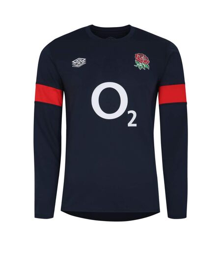 Umbro Mens 23/24 England Rugby Relaxed Fit Long-Sleeved Training Jersey (Navy Blazer/Flame Scarlet) - UTUO1487