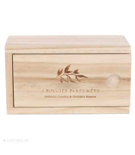 Coffret en bois de 2 bougies parfumées NATURE Bougie