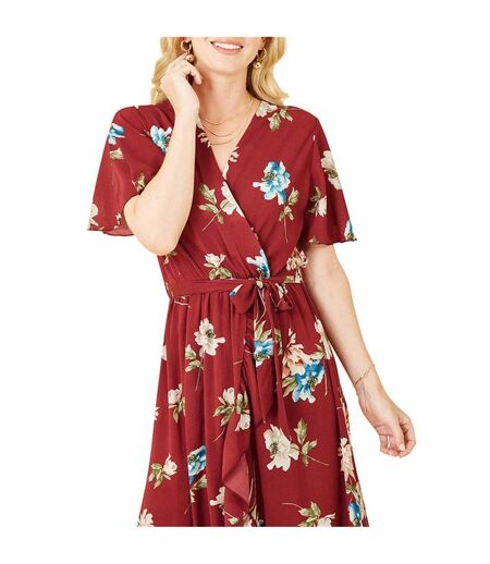 Robe Portefeuille Motif/style Floral Femme Rouge Mela London