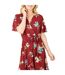 Robe Portefeuille Motif/style Floral Femme Rouge Mela London-4