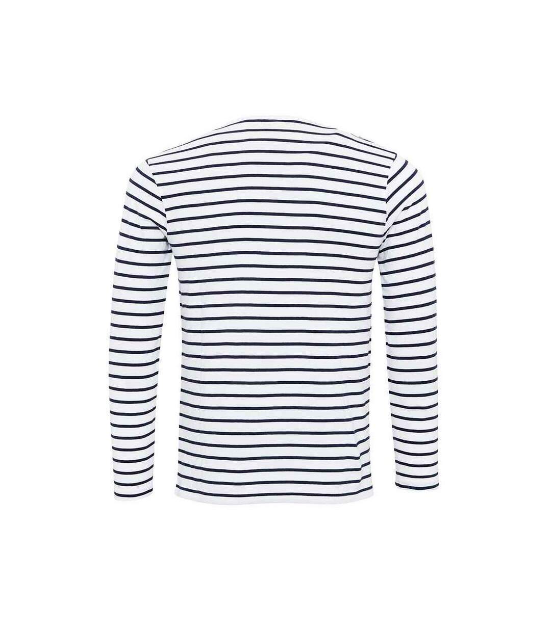 T-shirt long john homme blanc / bleu marine Premier-2