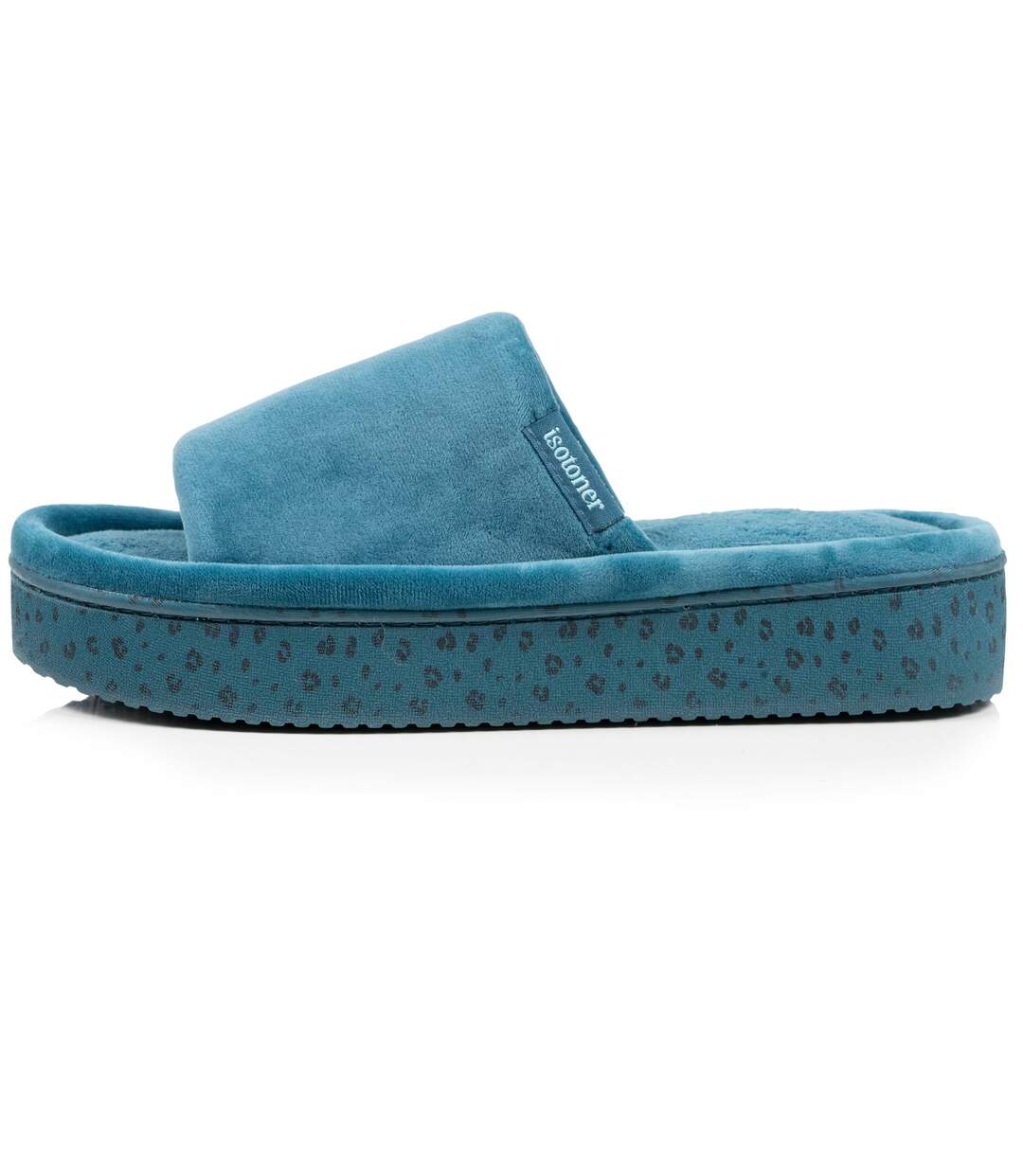 Isotoner Chaussons Mules ouvertes femme velours, plateforme 3,5 cm-4