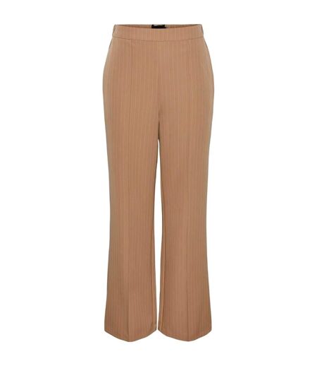 Pantalon Motif/style Fines Rayures Femme Marron Clair Pieces