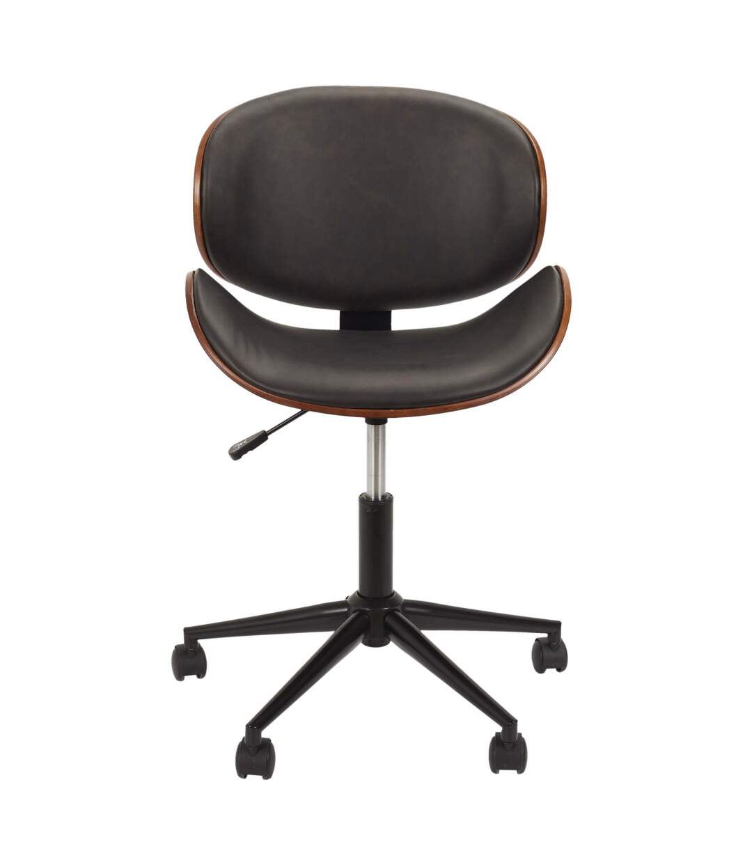 Chaise de bureau bois et PU à roulettes Reno-3