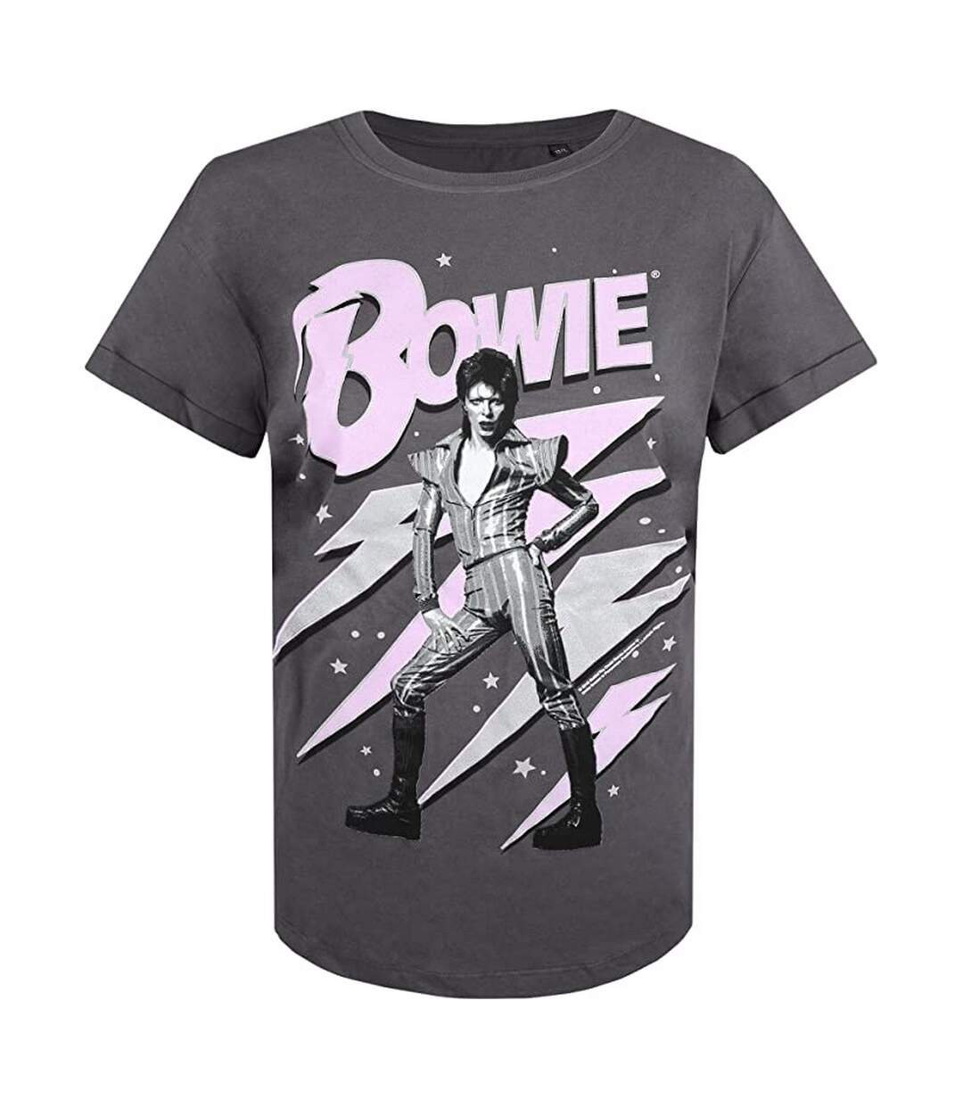 David Bowie Womens/Ladies Ziggy Stardust T-Shirt (Dark Charcoal/Purple)