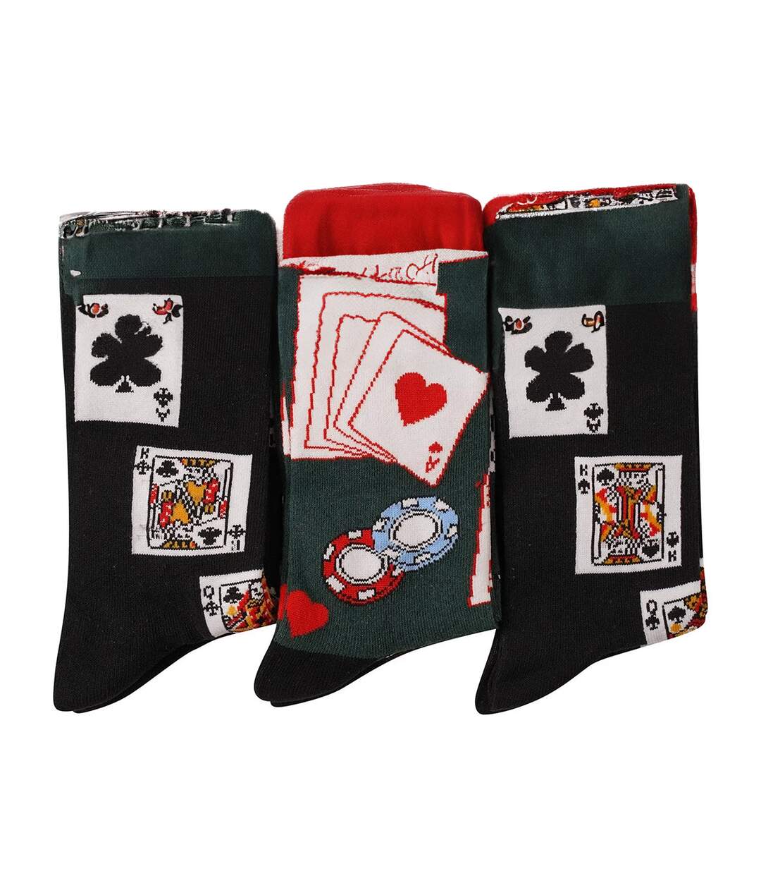 Pack Of 6  Mens Royal Flush Poker Cotton Socks  Black Multicoloured Soxy-4