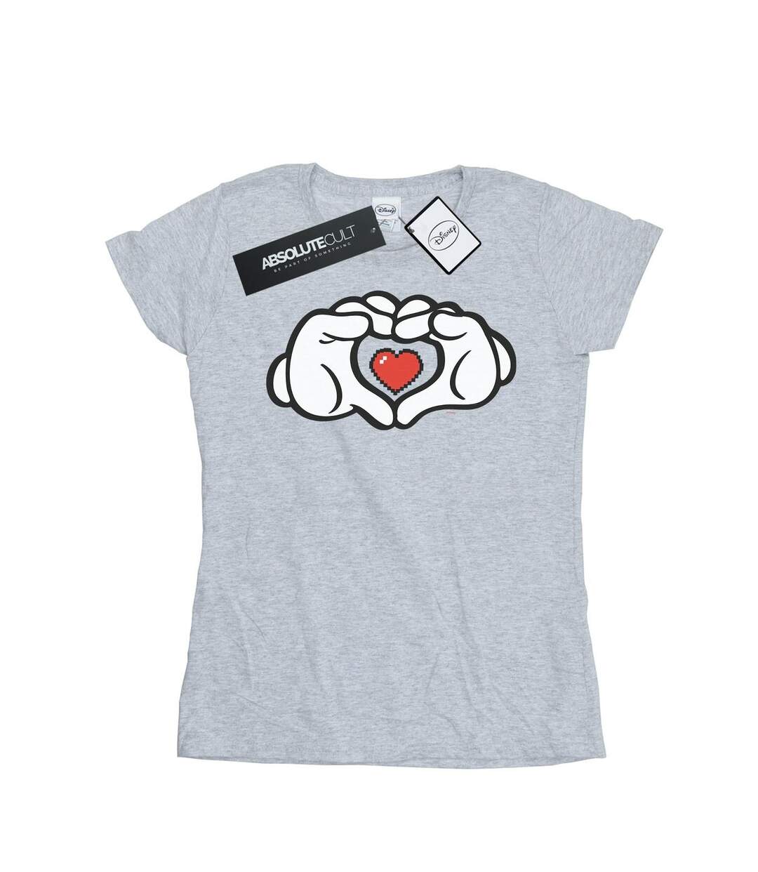 Disney T-shirt en coton Femmes/Ladies Mickey Mouse Heart Hands (Gris sportif) - UTBI32107-1