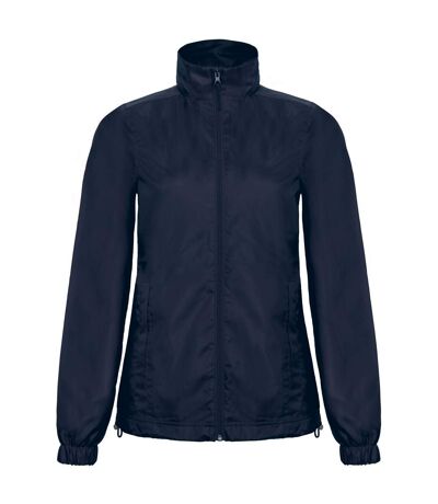 B&C Womens/Ladies ID.601 Hooded Showerproof Windbreaker Jacket (Navy) - UTRW3523