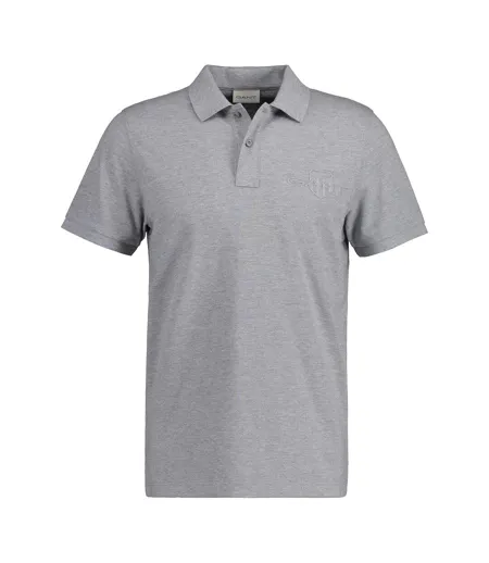 Polo Manches Courtes Motif/style Bouclier Homme Gris Gant