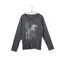 AXONE CHALON1G - Tee-shirt gris manches longues col V avec imprimé devant et fentes latérales-4