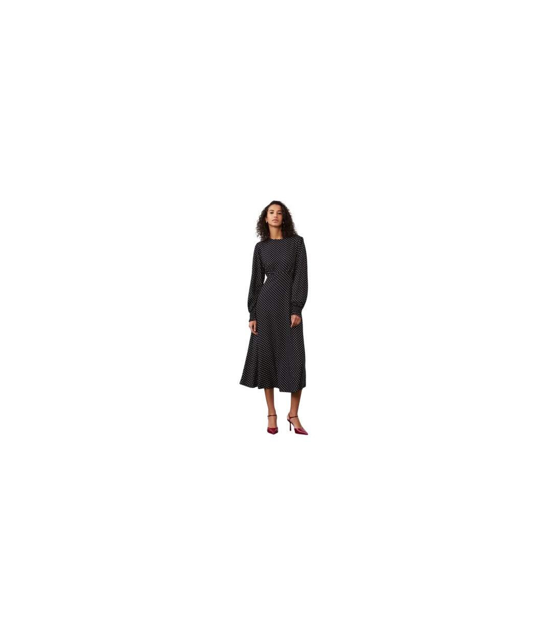 Robe Mi-longue Manches Longues Motif/style À Pois Kimmy Femme Noir Finery-1