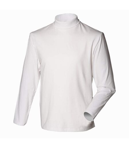 Henbury Mens Long Sleeve Cotton Rich Roll Neck Top / Sweatshirt (White) - UTRW615