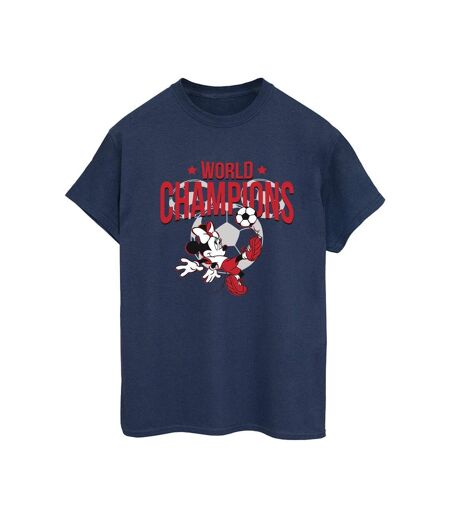 Disney Femmes/Les femmes Minnie Mouse World Champions Coton Boyfriend T-Shirt (Bleu marine) - UTBI38638