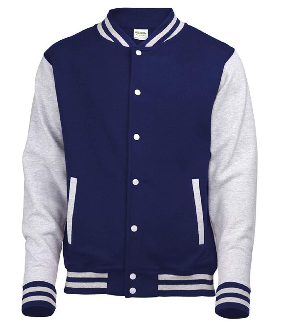 Veste teddy style collège américain université - JH043 - bleu marine et gris chiné-2