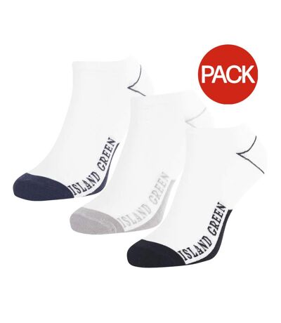 Pack of 3  Mens logo trainer socks  white/navy/grey/black Island Green