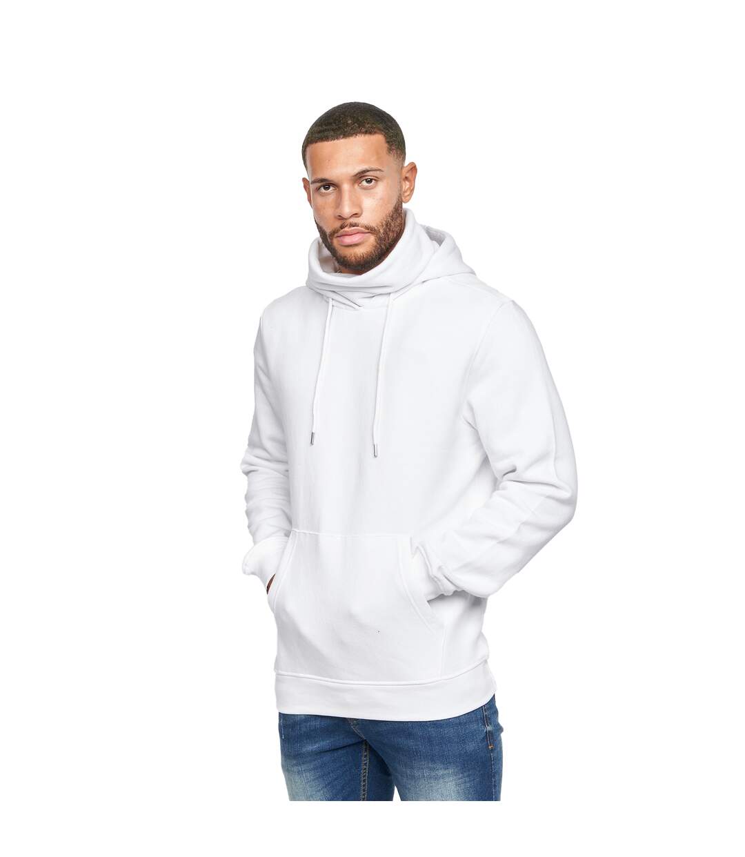 Mens Venmark Snood Collar Hoodie White Juice-2