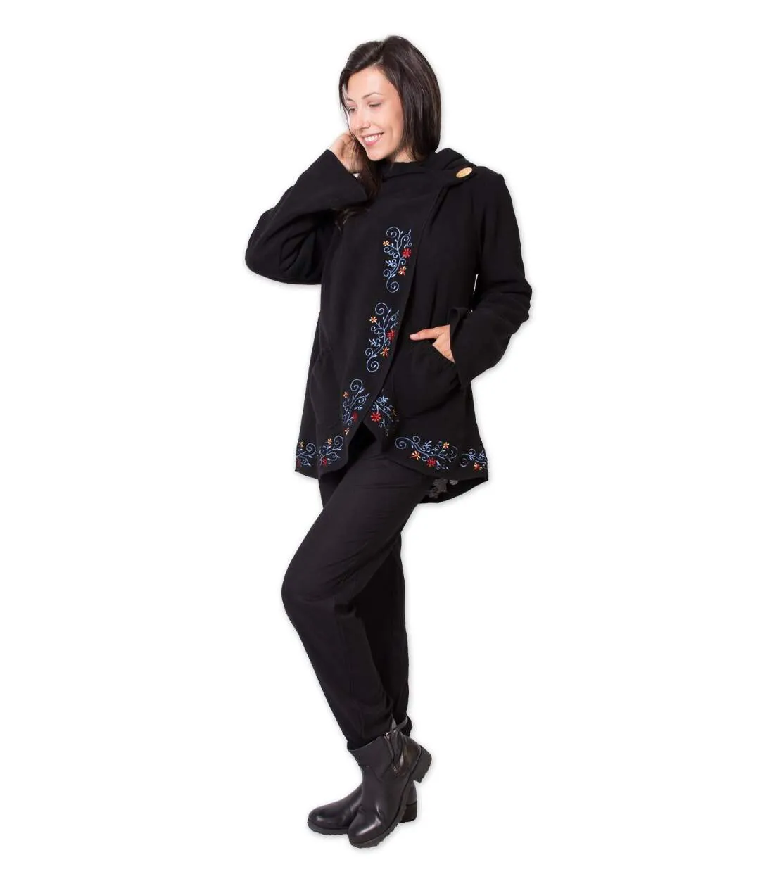 Veste polaire brodée COLUMBIA noire Coton Du Monde-3