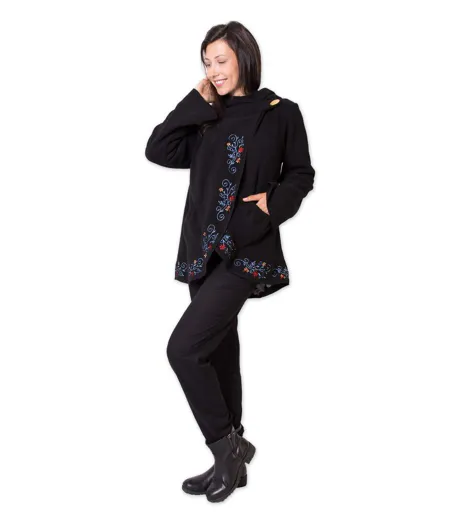 Veste polaire brodée COLUMBIA noire Coton Du Monde