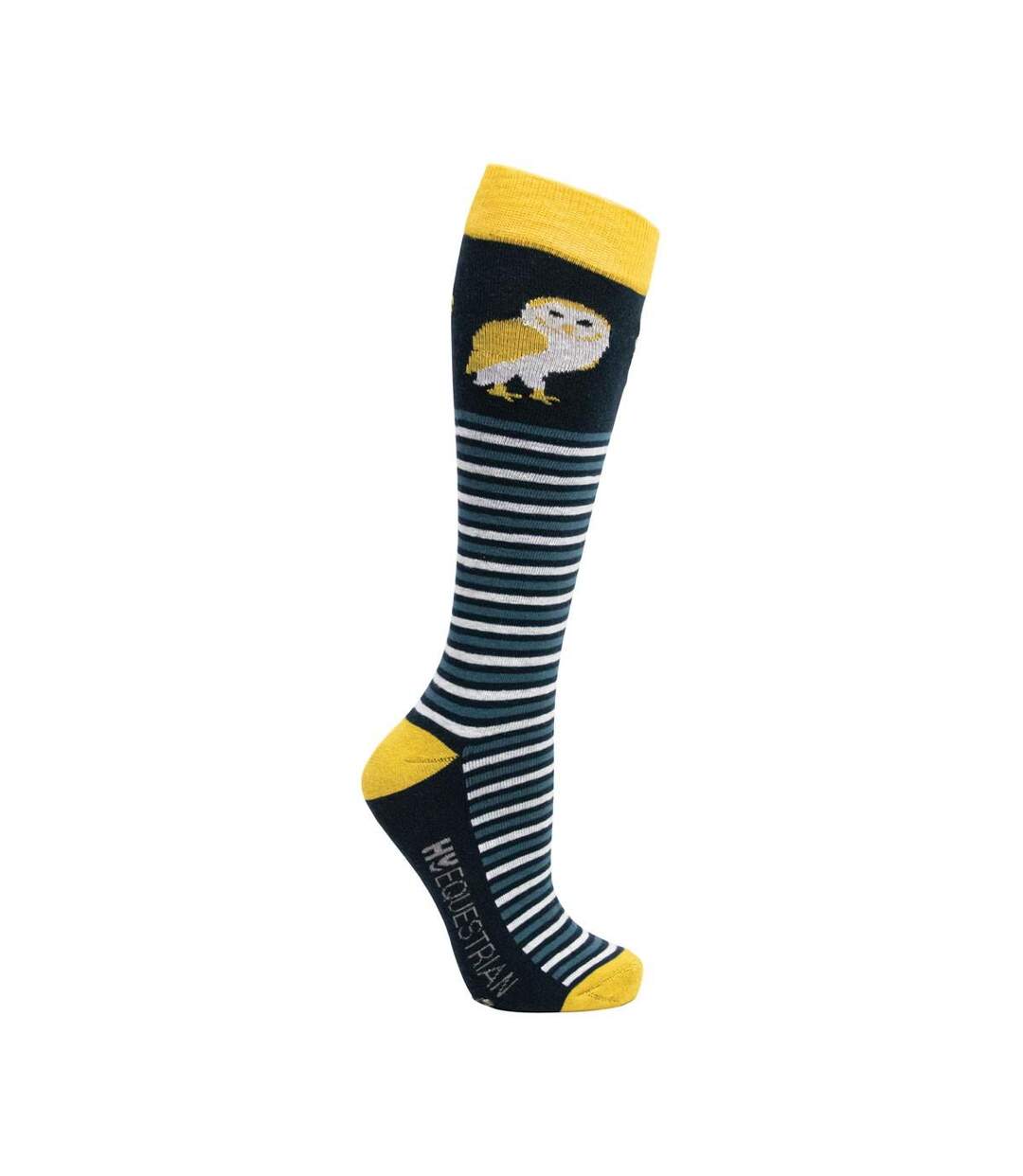 Pack Of 3  Womens/ladies Night Owl Socks  Navy Yellow Hy-4