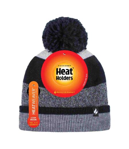 Heat Holders - Bonnet d'hiver à rayures thermiques pour femme avec pompon