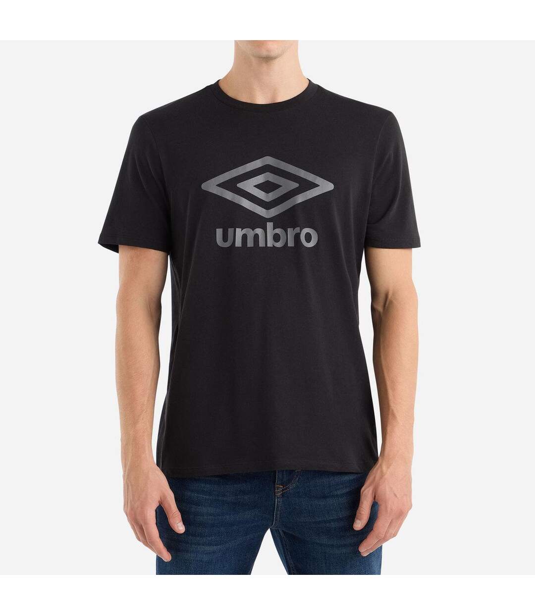 Mens stacked logo t-shirt black/castle rock Umbro-1