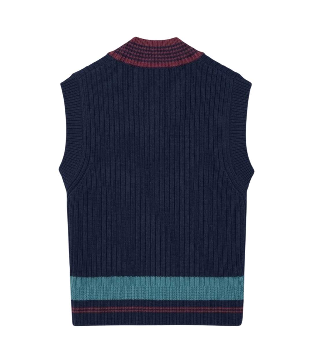 Unisex Adult Badge Knitted Regular Sweater Vest Navy Lacoste-2