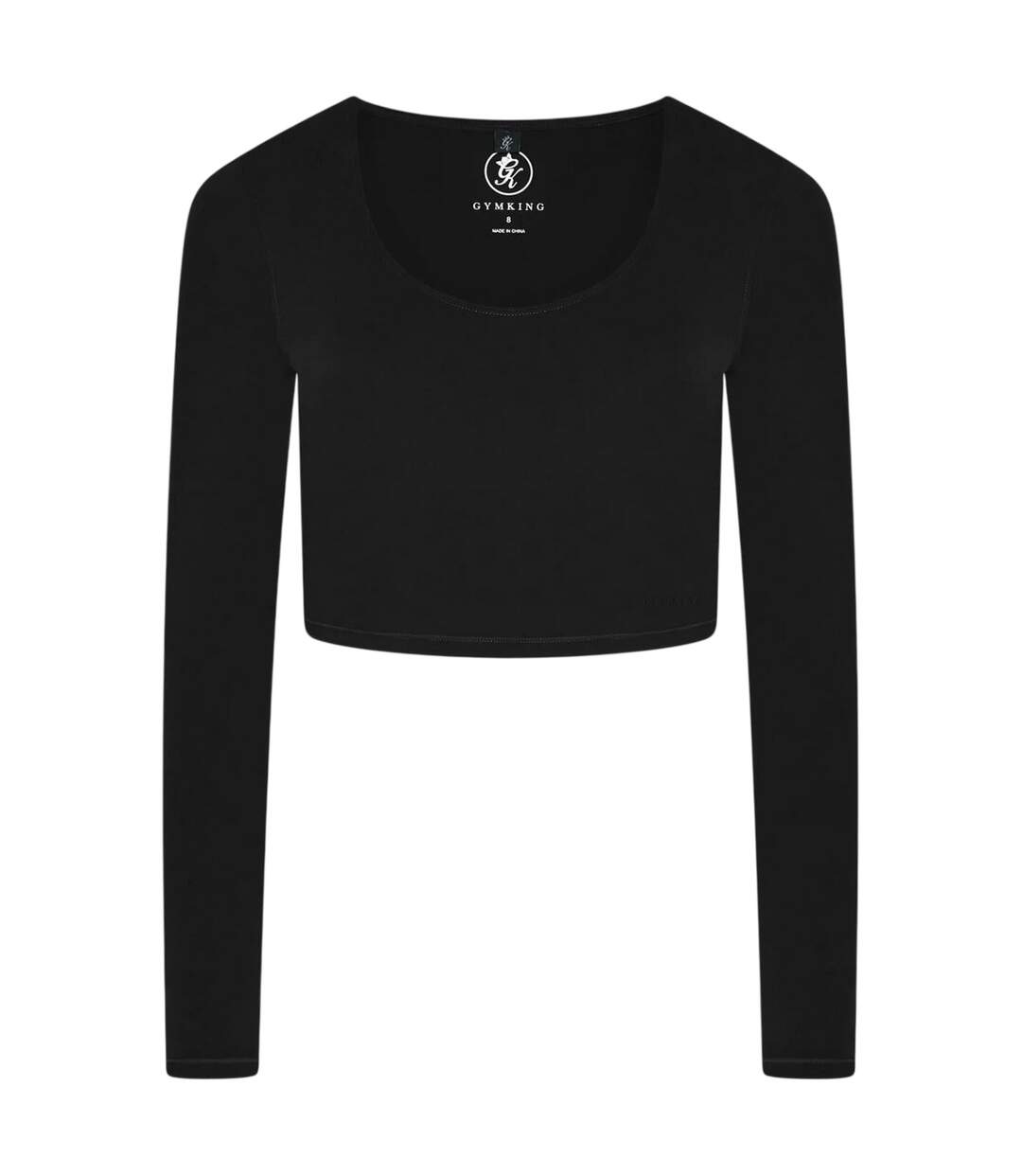 Womens/ladies Luxe Scoop Neck Slim Crop T-shirt Black Gym King-2
