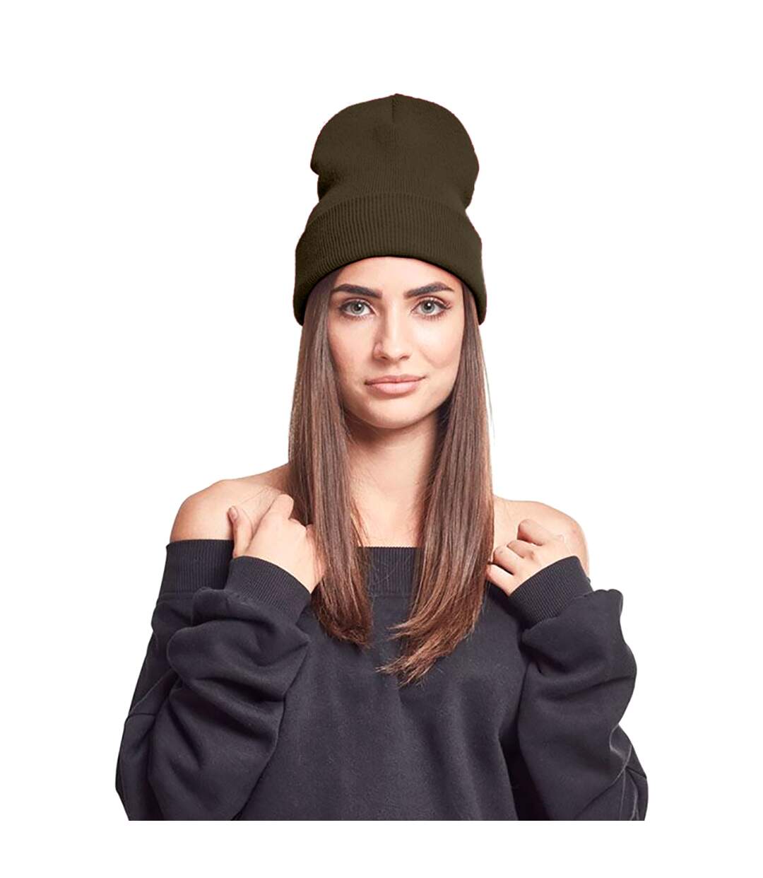 Bonnet épais long adulte unisexe olive Yupoong-2