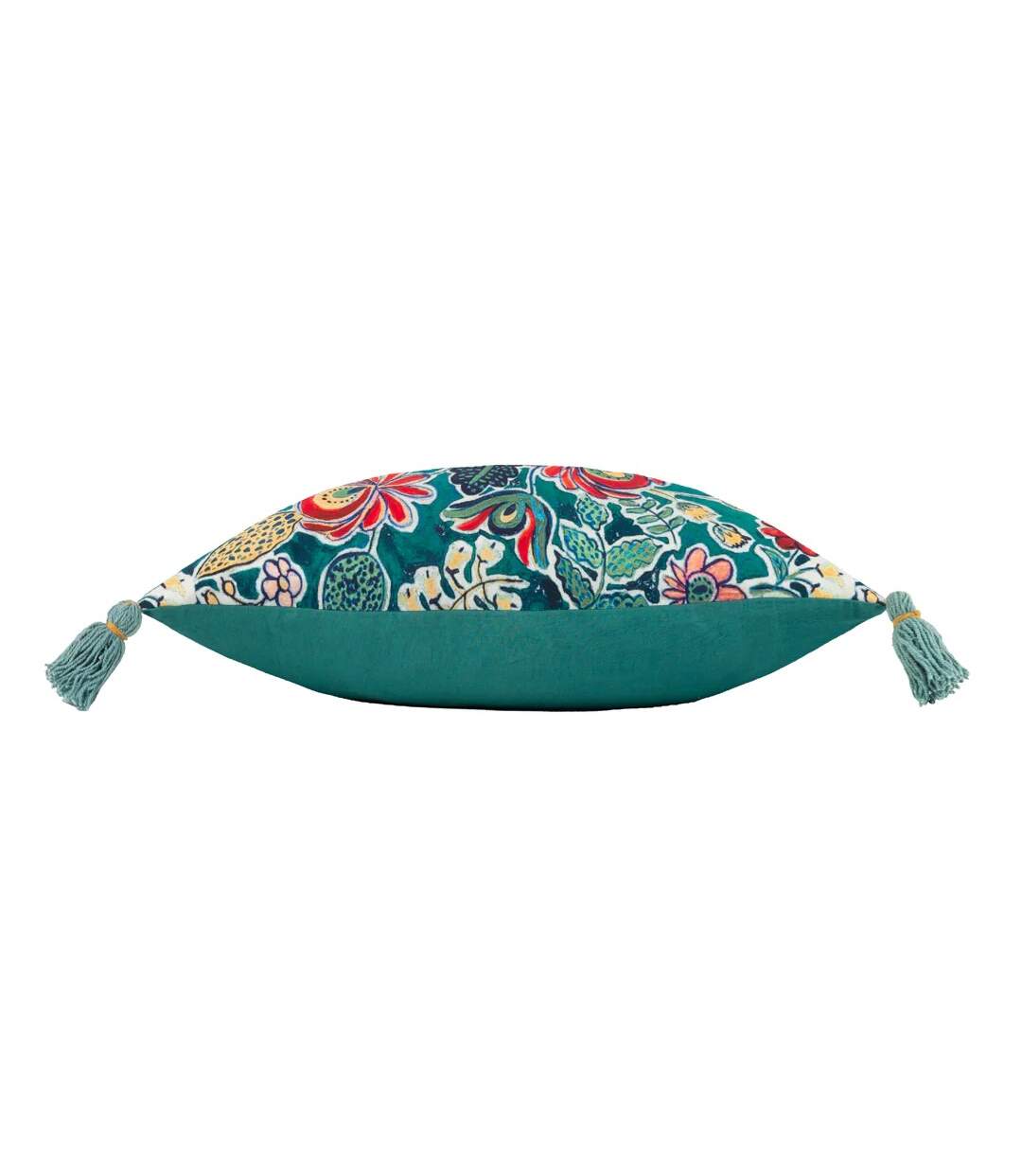 Adeline tassel floral cushion cover 30cm x 50cm multicoloured/teal Wylder