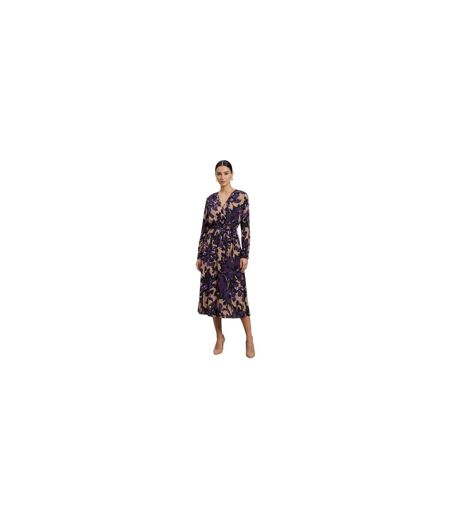 Womens/ladies Demaia V Neck Long-sleeved Midi Dress Multicoloured Boss