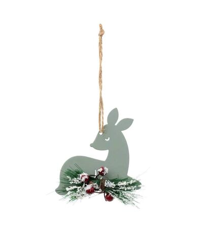 Sujet de Noël en Métal Renne 8cm Vert
